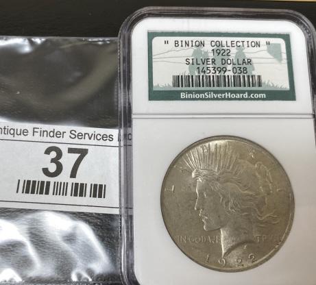 1922 BINION  Peace Silver Dollar NGC Slab (1 of 2)