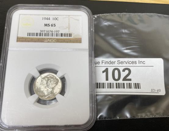 1944 MS 65 Mercury Dime NGC Slab (1 of 2)