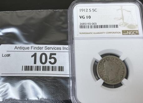 1912 s VG 10 V Nickel NGC Slab (1 of 2)