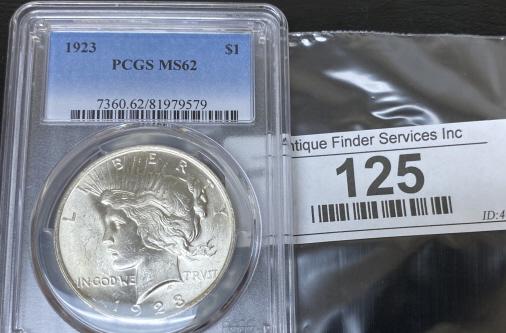 1923 MS 62 PCGS Peace Silver Dollar (1 of 2)