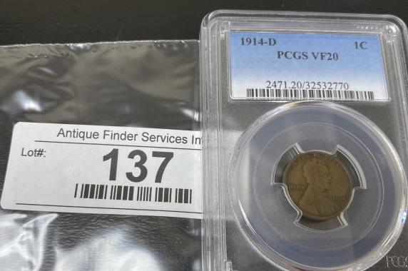 1914 D VF 20 Lincoln Wheat Cent PCGS Slab (1 of 2)