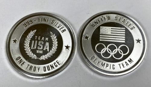 Lot of 2 USA Olympic Design 1 oz Silver Rounds (1 of 1)