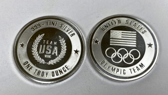 Lot of 2 -1 oz. Silver USA Olympic Design Rounds (1 of 1)