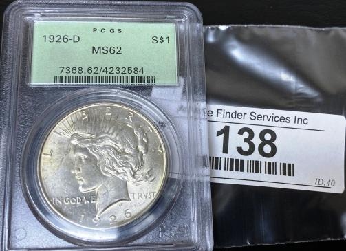 1926 D MS 62 PCGS peace Silver Dollar (1 of 2)