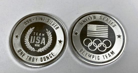 Lot of 2 -1 oz. Silver USA Olympic Design Rounds (1 of 1)
