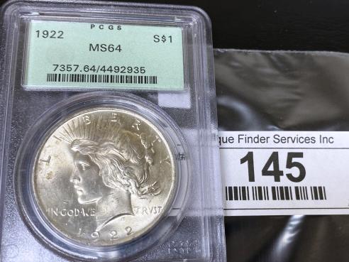 1922 MS 64 PCGS Peace Silver Dollar (1 of 2)