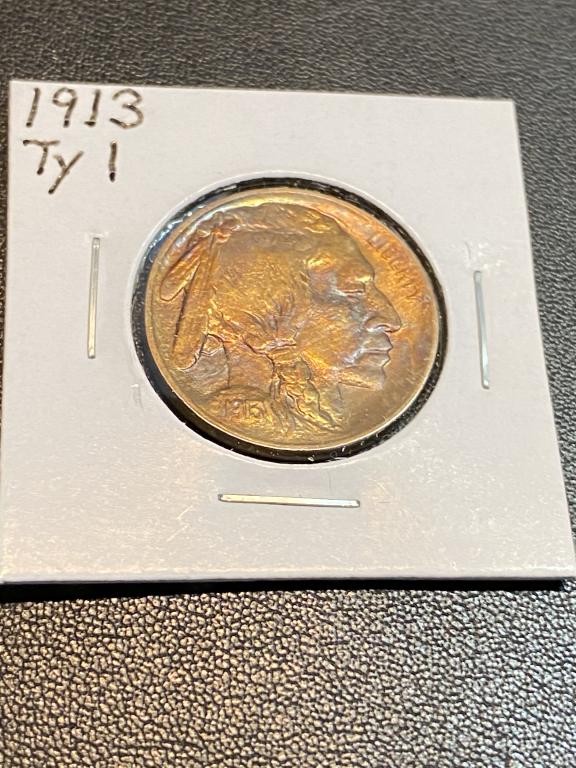 1913 Type1 Full Horn XF AU Buffalo Nickel (1 of 2)
