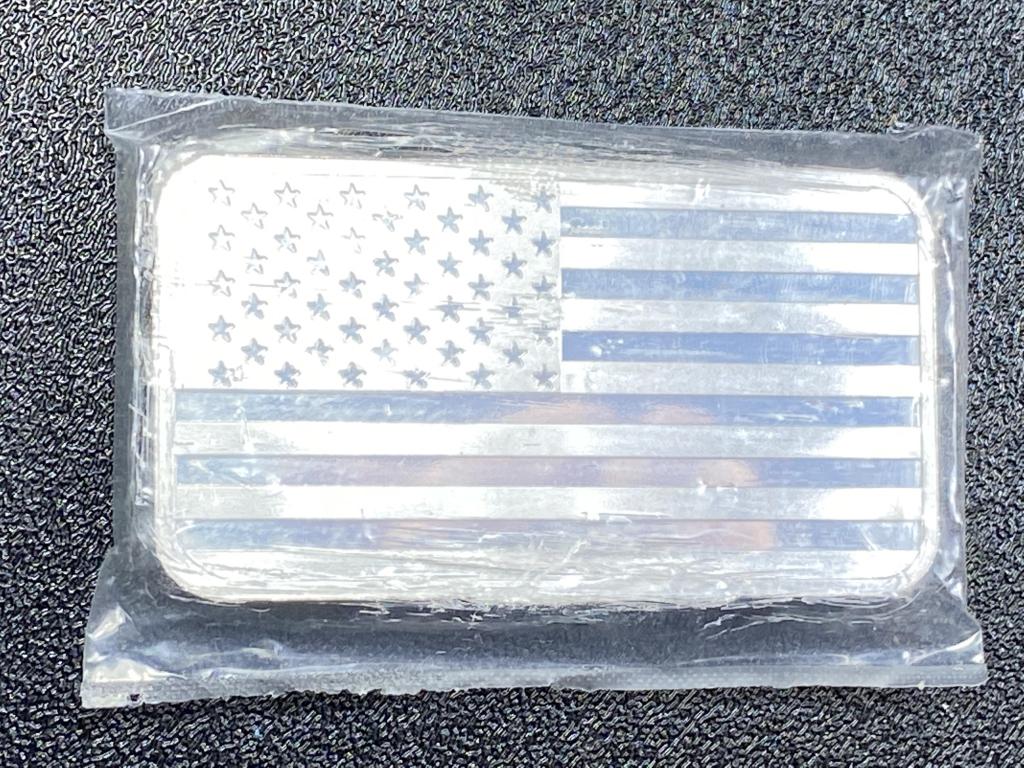 5 oz. Silver Bar  - USA Flag Design (1 of 2)
