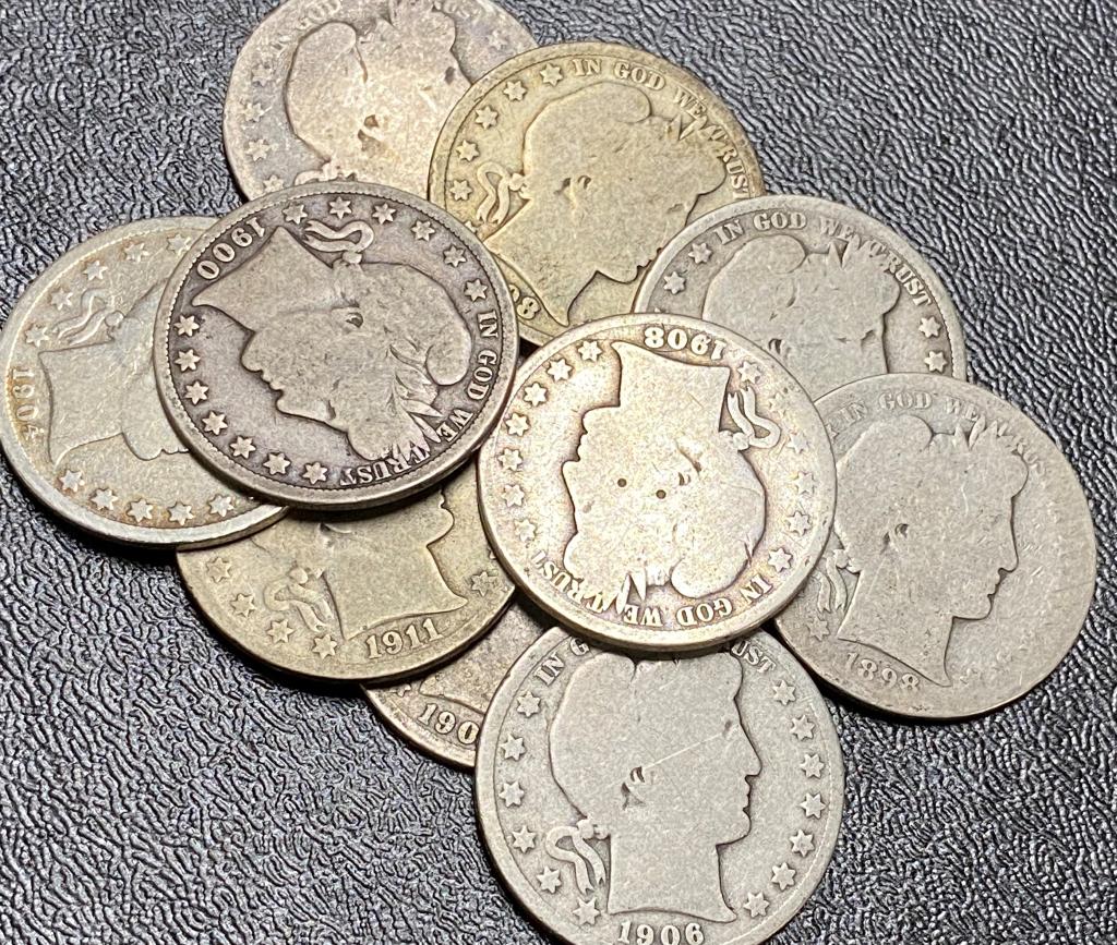 10 pcs. Barber Half Dollars (1 of 2)