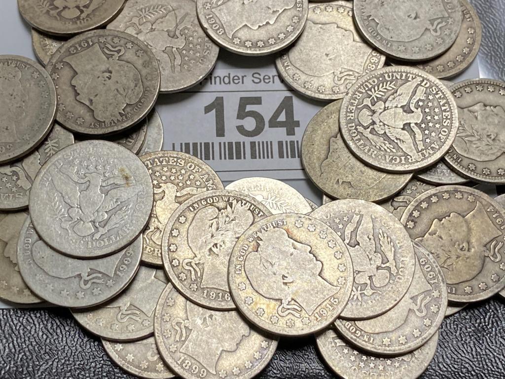 40 pcs. Barber Quarter Dollars - Mixed Dates (1 of 2)