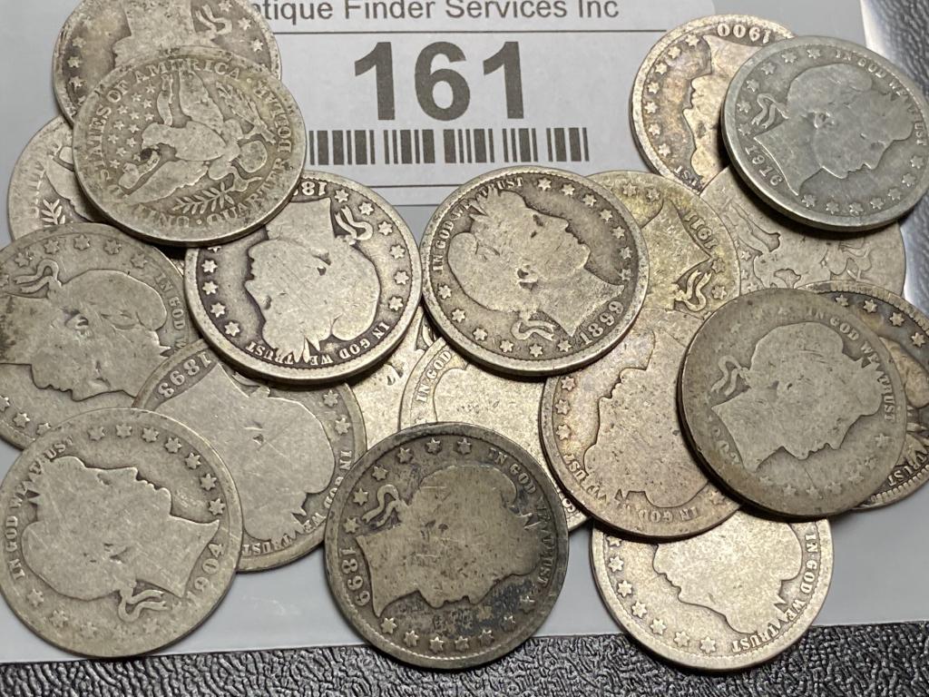 20 pcs. Barber Quarter Dollars Mixed Dates (1 of 2)