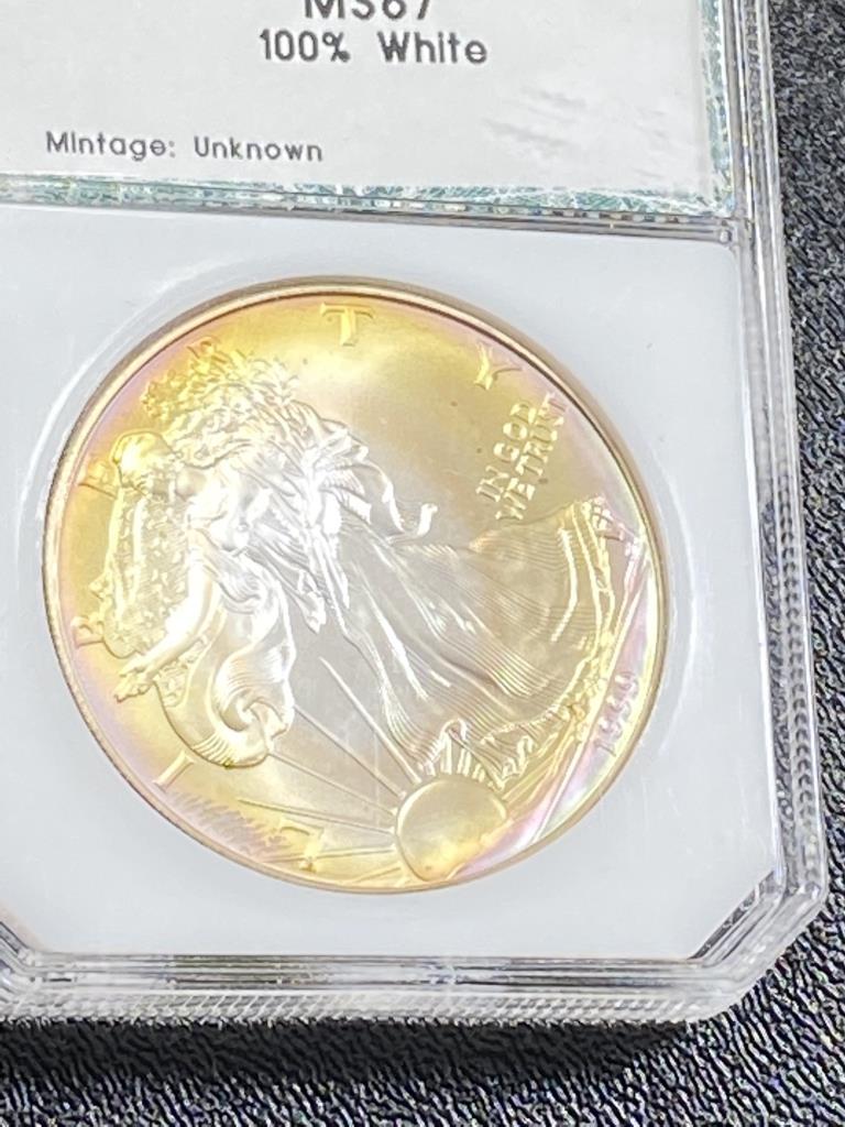 1999 Better Date Rainbow Tone Silver Eagle MS 67 (1 of 3)