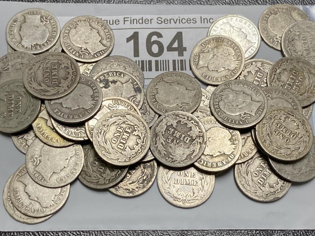 Lot of 50 Barber Dimes - Mixed Dates (1 of 2)