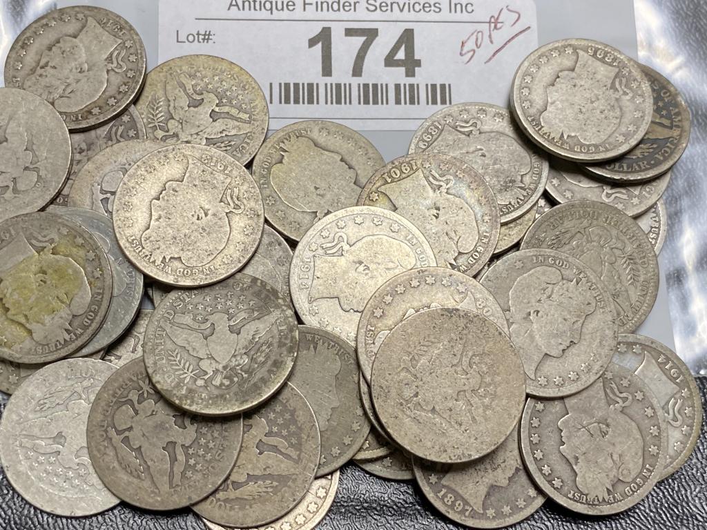 50 pcs. Barber Quarter Dollars - Mixed Date (1 of 2)