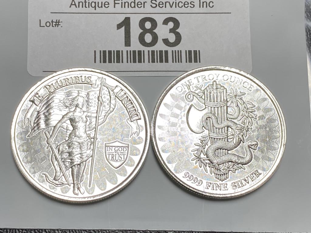 (2) 1 oz Silver Rounds - Cool Artwork Design (1 of 1)