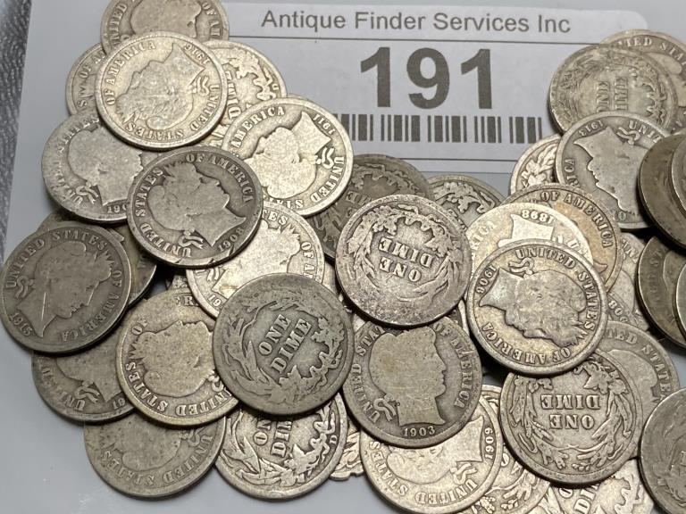 50 pcs. Barber Dimes - Nice Looking Lot (1 of 2)