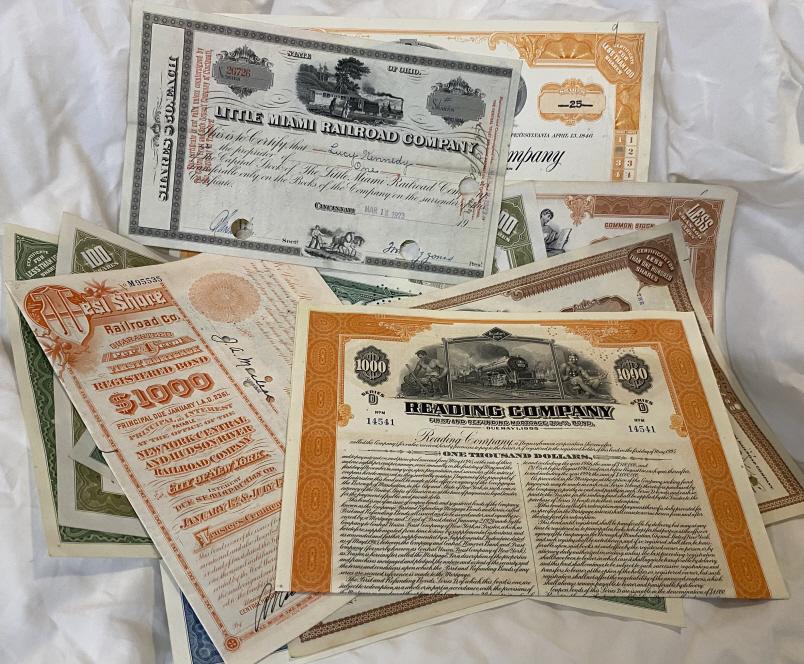 10 pcs- Collectible RARE Railroad Stock Certs. (1 of 6)