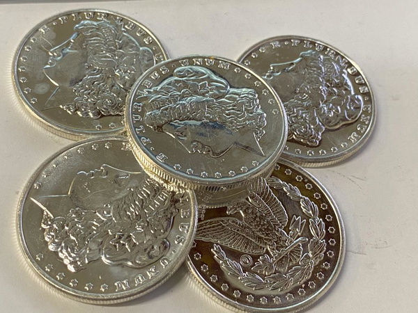 (5) 1 Oz. Morgan Design Silver Rounds