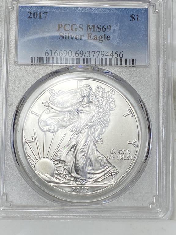 2017 MS 69 PCGS US Silver Eagle (1 of 2)