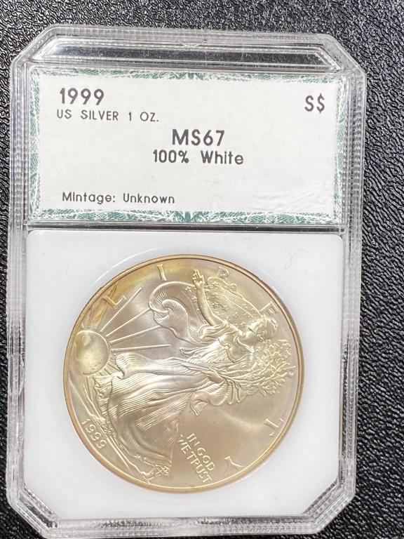 1999 Rainbow Toned - MS67 Better Date ASE (1 of 2)