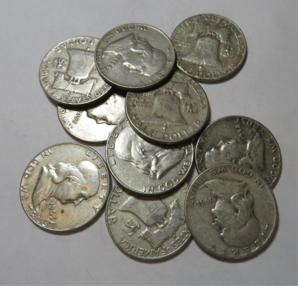 10 pcs. Franklin half Dollars 90% Silver (1 of 1)