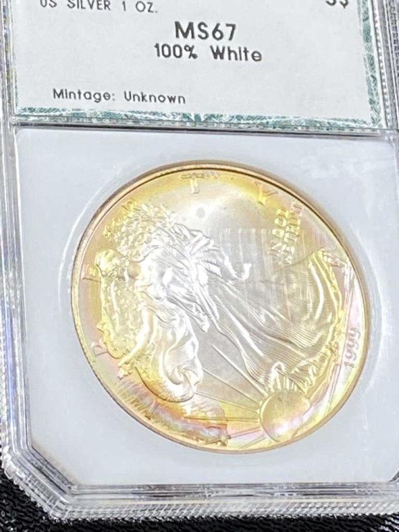 1999 MS 67 Rainbow US Silver Eagle (1 of 3)