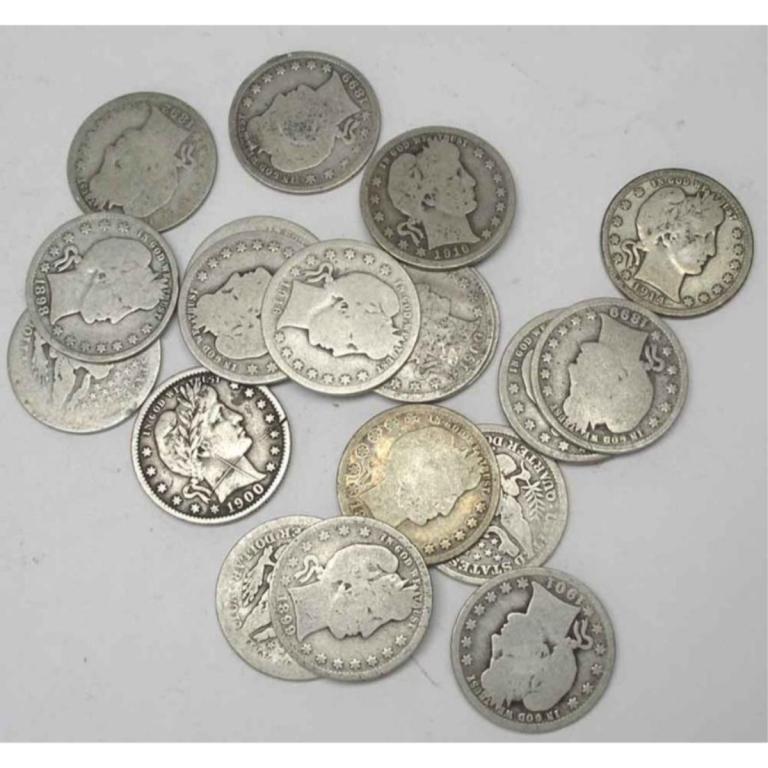Lot of (20) Barber Quarters- Circulated (1 of 1)