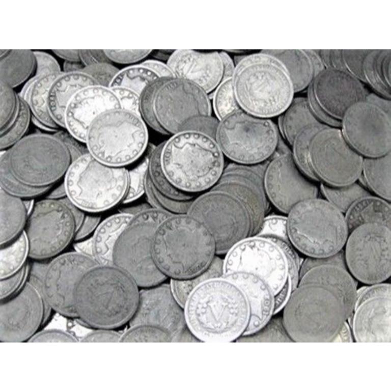 (100) V Nickels - Random AVG. Circulated (1 of 2)