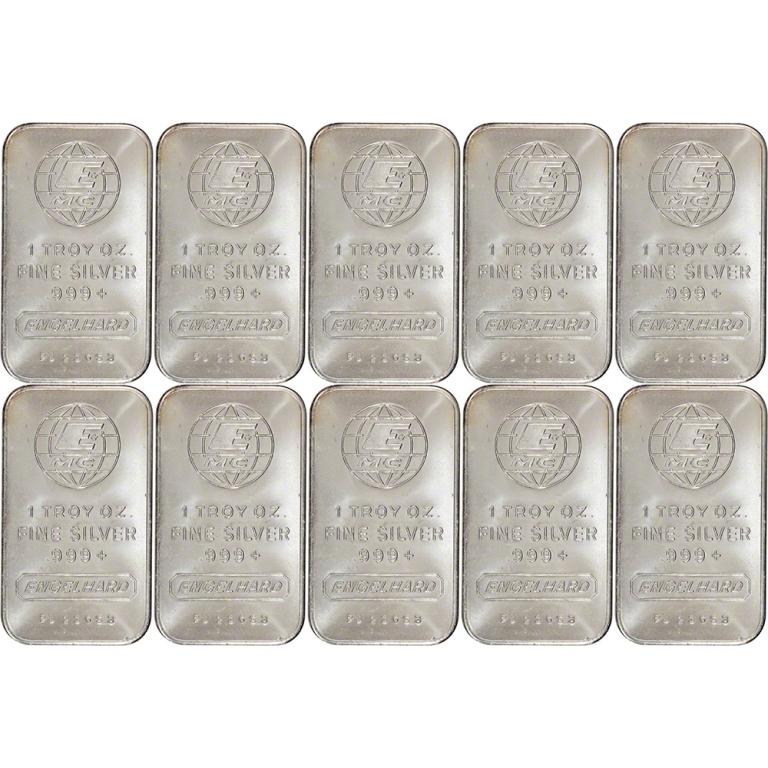 10 pcs Englehard 1 oz. Silver bars (1 of 1)