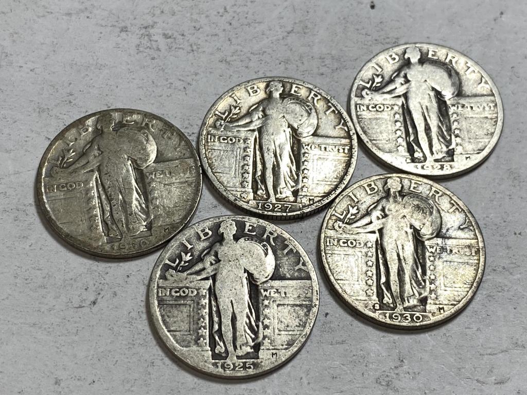 Lot of 5 Standing Liberty Quarters - (1 of 2)