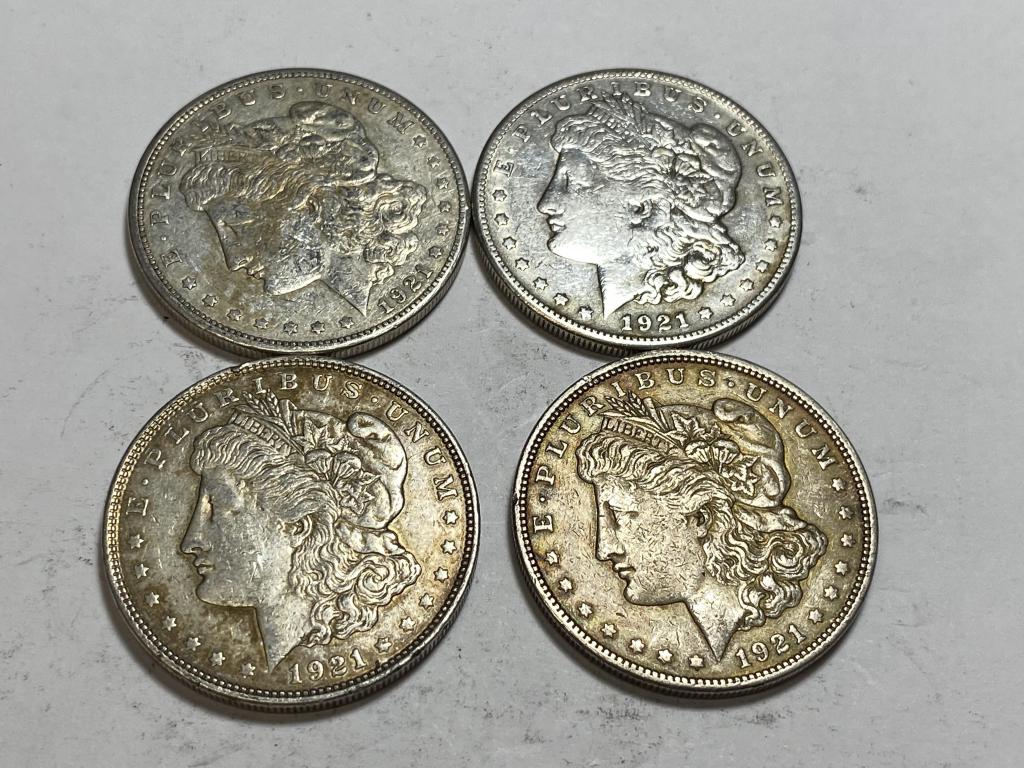 (4) 1921 Morgan Silver Dollars (1 of 4)