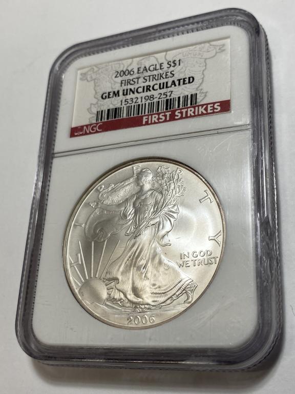 2006 US Silver Eagle 1st Strikes NGC GEM (1 of 2)