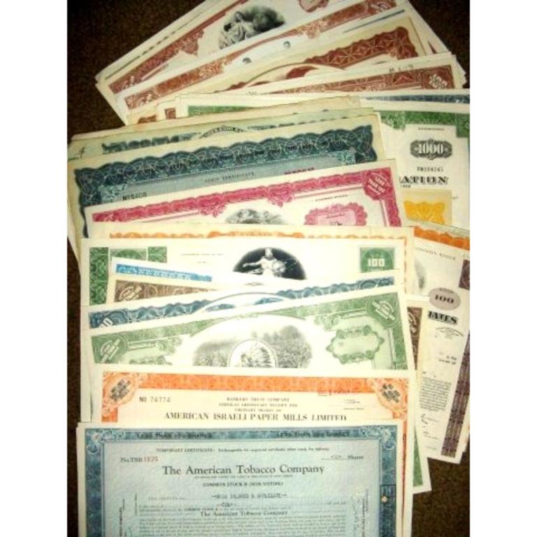 Lot of (50) Assorted Stock Certificates (1 of 1)