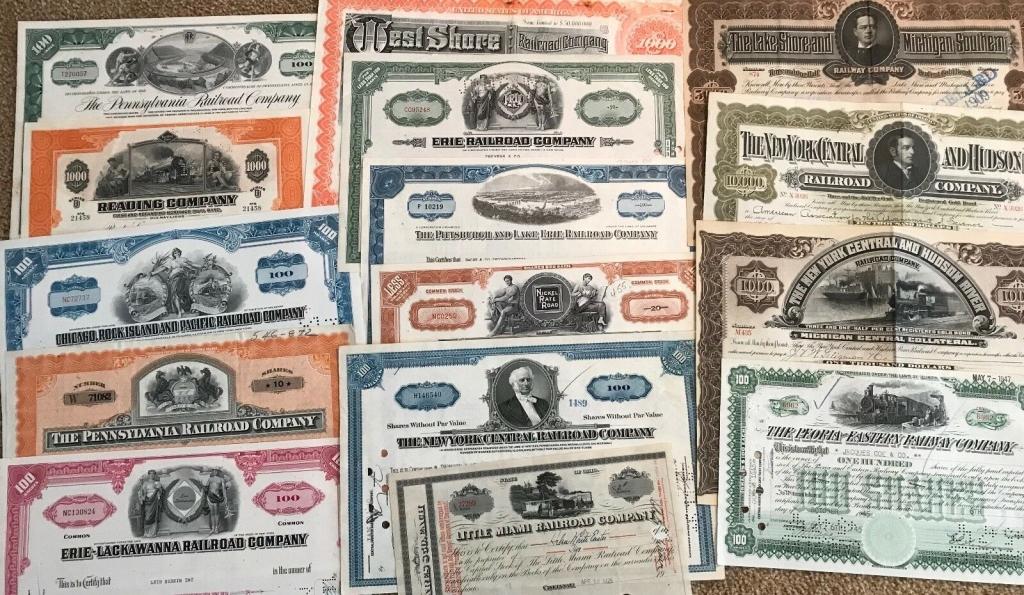 25 pcs. Railroad Stock Certificates (1 of 1)