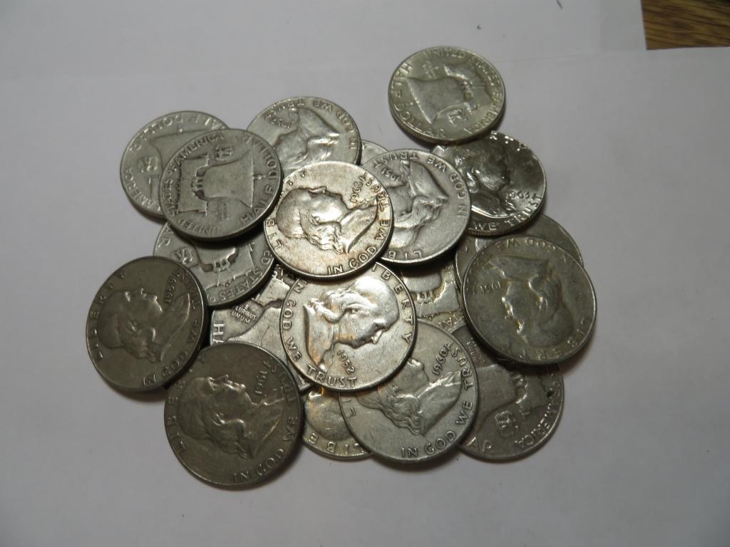 20 pcs Franklin Half Dollars 90% Silver (1 of 1)