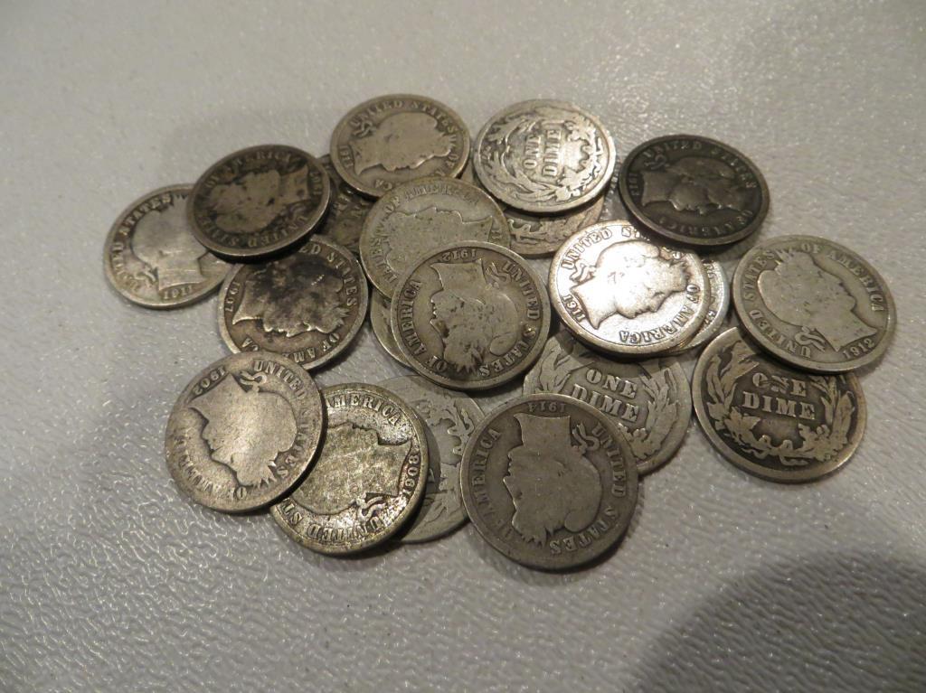Lot of 20 Barber Dimes (1 of 1)