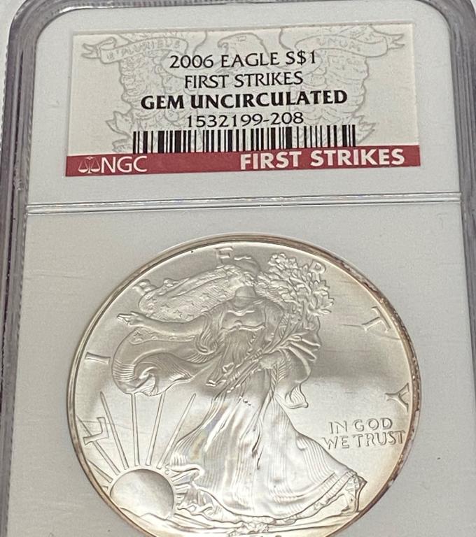 2006 GEM BU NGC 1st Strikes SIlver Eagle (1 of 2)