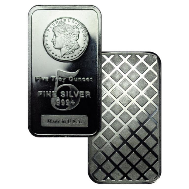 5 oz. Silver Bar - Morgan Design -.999 Pure (1 of 2)