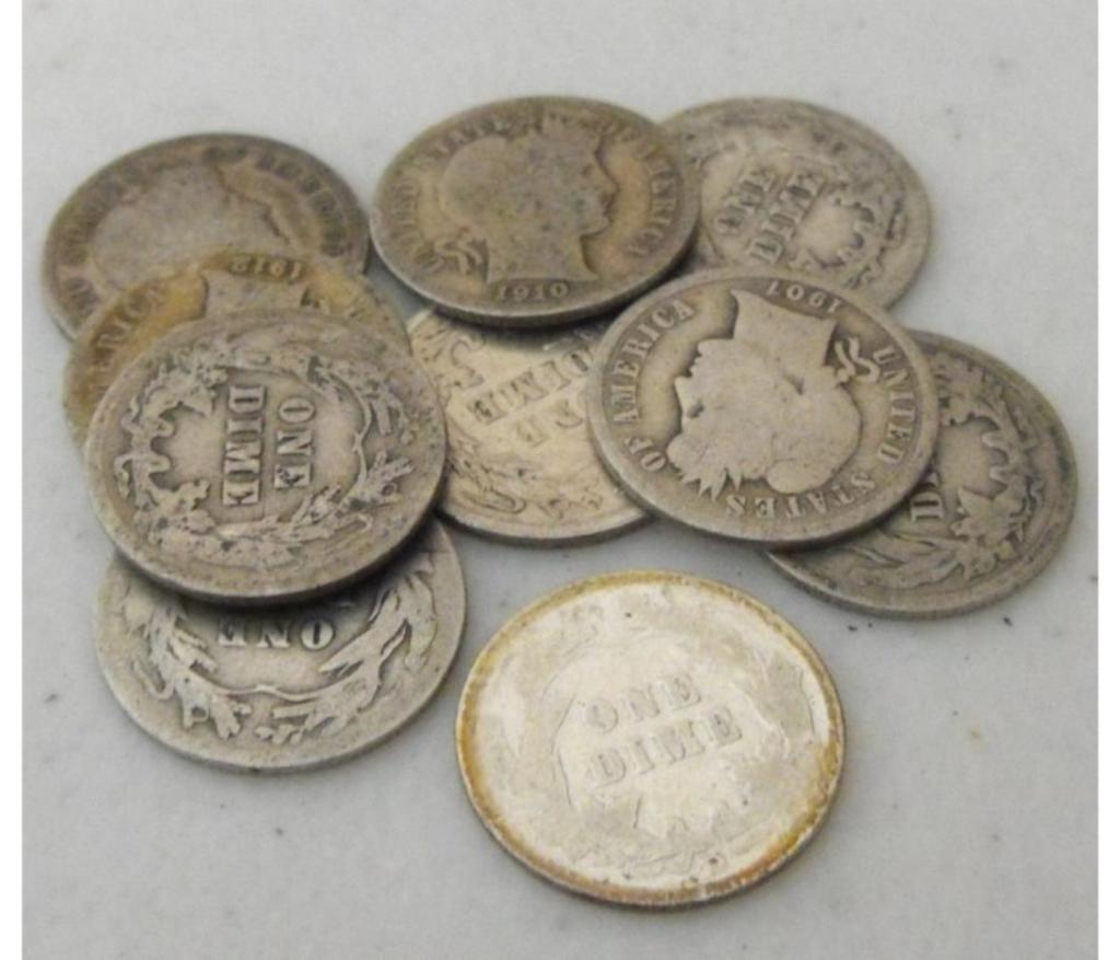Lot of 10 Barber Dimes (1 of 1)