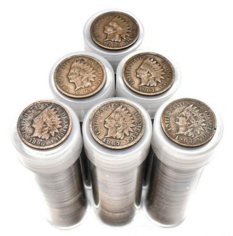 Lot of 300 Indian Head Cents in Tubes - (1 of 1)