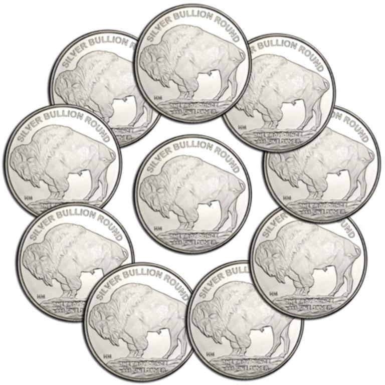 (10) 1 oz Buffalo Silver Rounds (1 of 1)