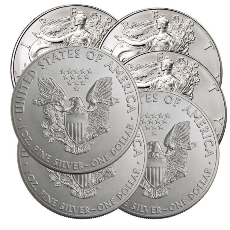 (6) US Silver Eagles - Random Dates (1 of 1)
