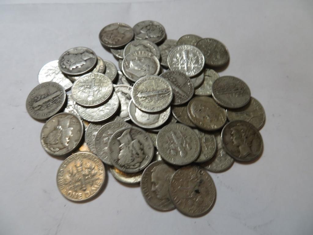 50 pcs. Mercury / Roosevelt Dimes 90% Silver (1 of 1)