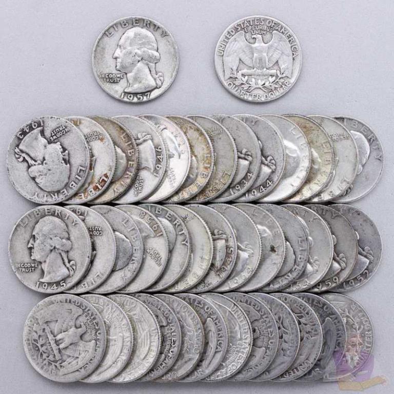 40 pcs. Mixed Dates Washington Quarter Dollars 90% (1 of 1)