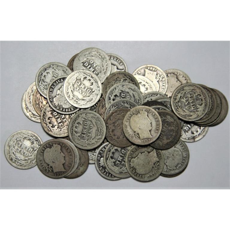 (50) Better Grade Barber Dimes - 90% Silver (1 of 2)