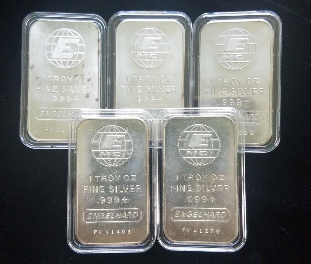 (5) 1 oz. Engelhard Silver Bars- Collectible (1 of 1)