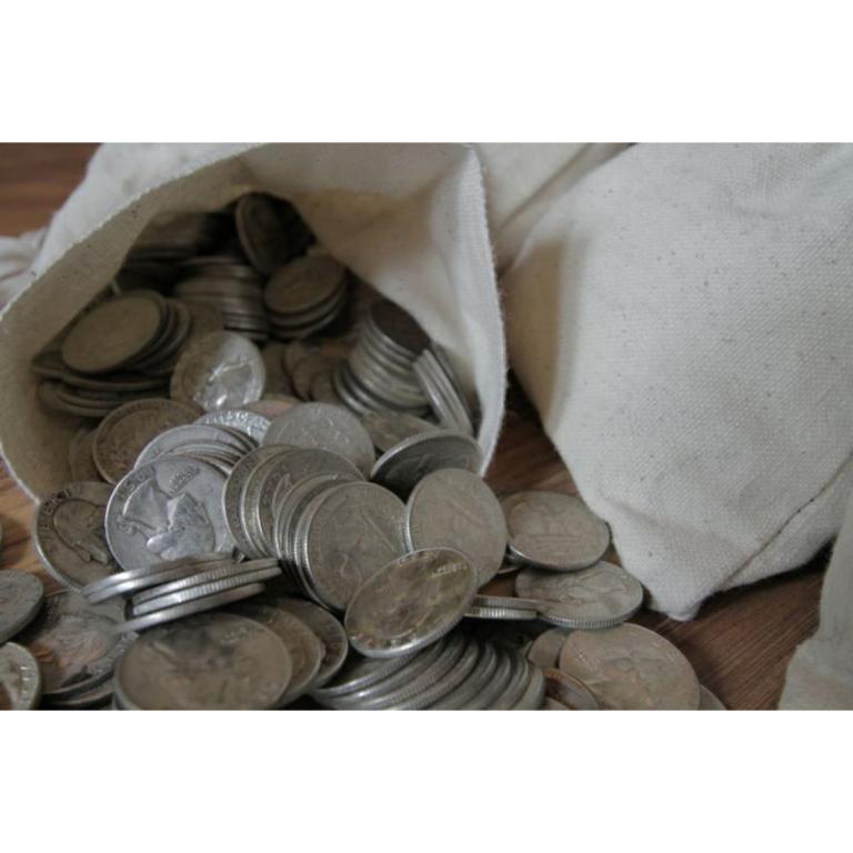 Canvas Bag with 250 Washington Quarters-90% Silver (1 of 1)