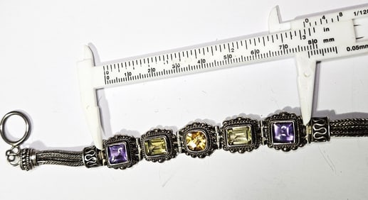 Sterling Silver Semi Precious Gem Bracelet