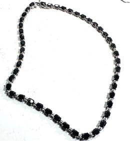 22" Sterling Silver Black Spinnel Necklace