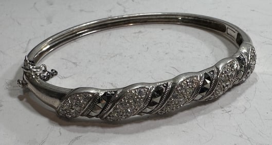 Sterling Silver Marcasite Bangle Bracelet
